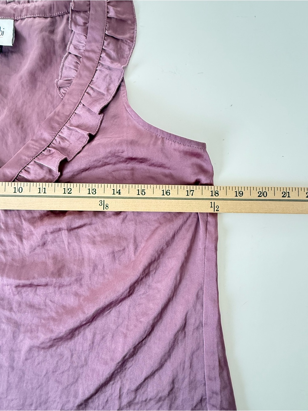 Cabi Dusty Mauve Ruffle Neck Sleeveless Blouse XS - Picture 7 of 8